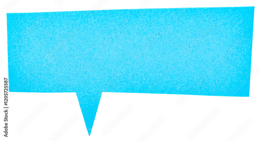 Poster Blank blue cut out cardboard paper speech bubble with copy space for text on transparent png background design element