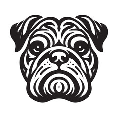 BullDog Vector isolated on white background, Dog Silhouettes.