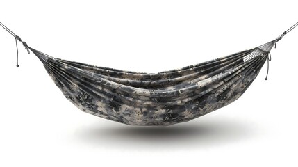Obraz premium A hammock is a versatile, suspended bed made from fabric or rope, offering a relaxing way to rest. Typically hung between two trees or posts, it's ideal for lounging outdoors or for use in gardens, be