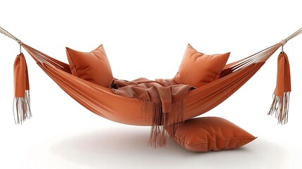 A hammock is a versatile, suspended bed made from fabric or rope, offering a relaxing way to rest. Typically hung between two trees or posts, it's ideal for lounging outdoors or for use in gardens, be