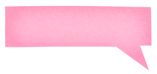 Blank pink cut out cardboard paper speech bubble with copy space for text on transparent png background design element