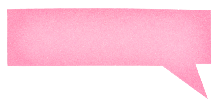 Blank pink cut out cardboard paper speech bubble with copy space for text on transparent png background design element