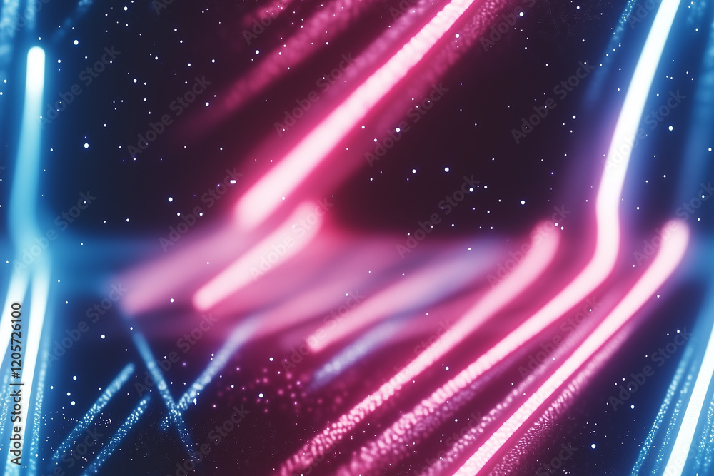 Canvas Prints seamless vibrant neon light trails in dark space: abstract background with colorful streaks and glit