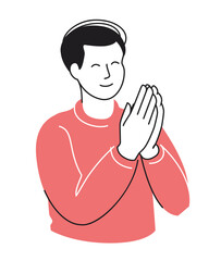 Praying hands. Faith, prayer vector illustration