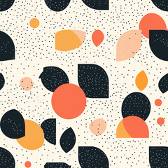 Seamless Modern Abstract Pattern with Colorful Geometric Shapes and Dots for Stylish Backgrounds and Textiles.