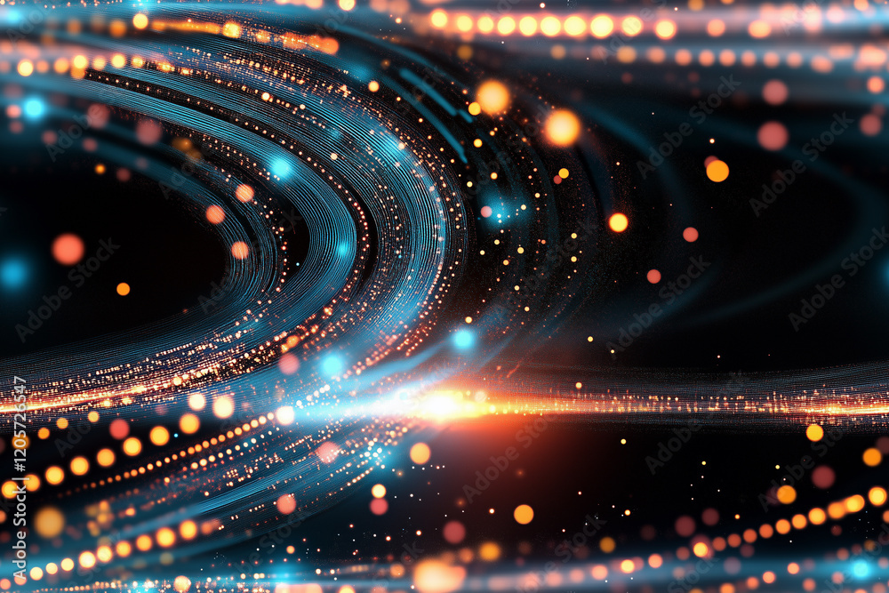 Wall mural seamless vibrant light trails and bokeh effects in a futuristic abstract design for dynamic backgrou