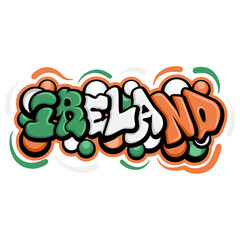 ireland country flag in graffiti art style