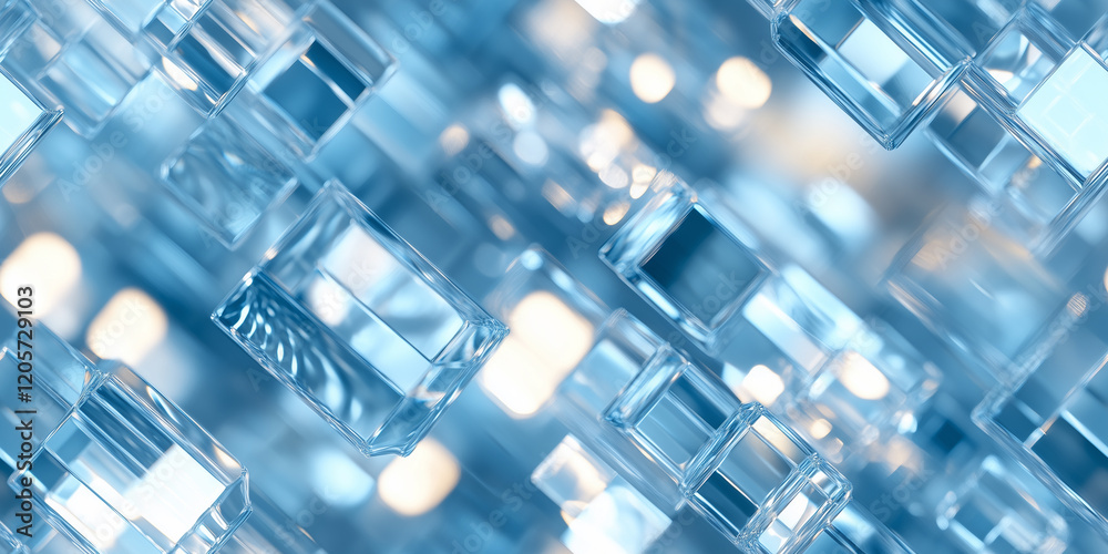 Wall mural seamless translucent cubes: a close-up view of modern, abstract glassy textures and patterns for cre