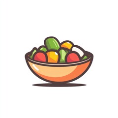 Colorful vegetable salad bowl, healthy eating, kitchen, food illustration, website design