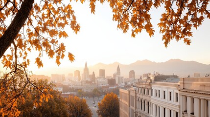 Autumn sunset cityscape salt lake city landscape