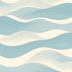 A serene Japanese wave pattern, seigaiha, undulates across the image in gentle, soothing strokes, with soft, pale blue hues gradating into creamy whites, evoking a sense of calming tranquility and har