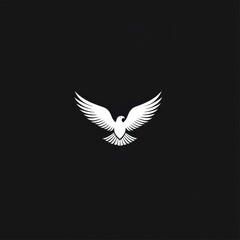 Obraz premium White eagle soaring, dark background, freedom symbol, logo design