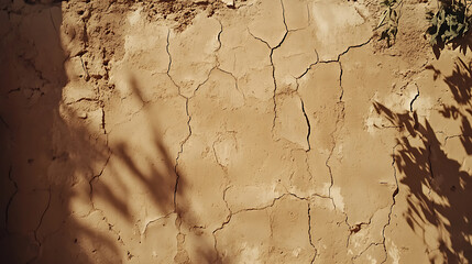 Naklejka premium Cracked earth surface desert region natural texture dry environment close-up view climate impact awareness