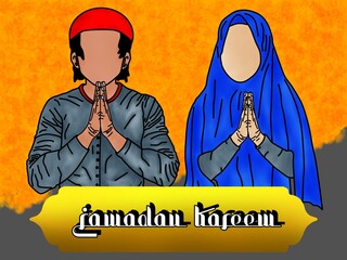 Ramadan background, illustration apologize, abstract, text name box, Ramadan Kareem, Hand lettering, calligraphy