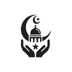 Eid celebration silhouette ,masjid,mosque vector	