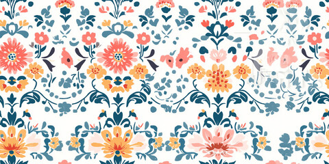 Seamless Charming Floral Pattern with Vibrant Colors for Modern Home Decor, Fashion Backgrounds, and Creative Projects.