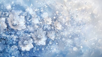 Obraz premium Abstract diamond-like bokeh sparkles, icy whites and light blues, elegant and frosty mood