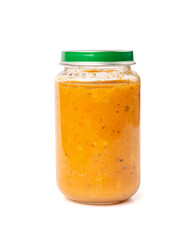 Baby Food Jar Isolated, Kid Puree Glass Bottle, Healthy Child Nutrition, Toddler Diet, Small Jar with Baby Food