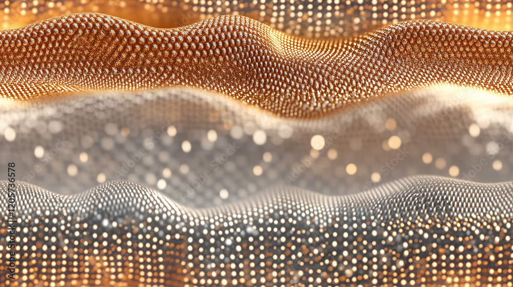 Poster seamless abstract flowing waves with dots and lights: a stunning visual experience of warm tones and