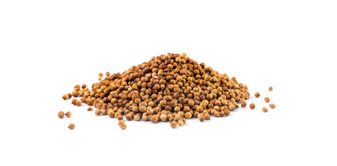 Coriander Seeds Isolated, Cilantro Grains, Chinese Parsley Seed Group, Dry Spices, Seasonings