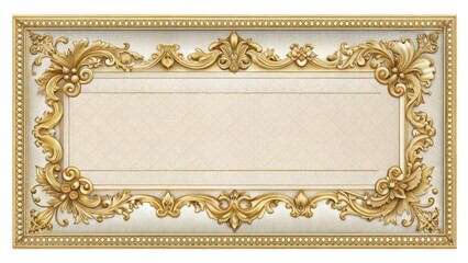 A blank check with intricate golden filigree border and ornate scrollwork