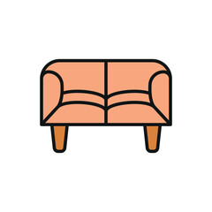 Sofa icon featuring a classic and elegant design, ideal for adding sophistication to luxury, vintage, or high-end furniture-themed projects