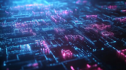 Fototapeta premium Abstract Futuristic Tech Background with Data Network