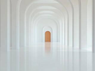 Fototapeta premium Contemporary Purim Ambience Elegant Minimalism in Synagogue Hallways - Clean Lines and Bokeh for Event Design and Spring Festivities