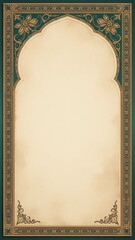 Obraz premium Elegant gold and green ornate frame with floral motifs surrounding blank parchment