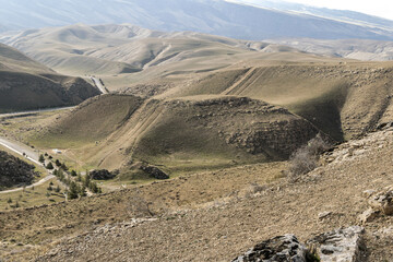 Beautiful mountain landscape. View of the Kopetdag Mountains from the observation deck. Turkmenistan.