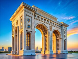 Fototapeta premium Astana Triumphal Arch Side View - Majestic Monument Stock Photo