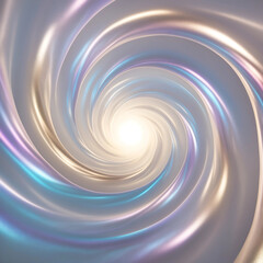 A serene, ethereal vortex of undulating, iridescent light waves in shimmering hues of blues, purples, and golds, gently spiraling towards a soft, pulsing, warm white glowing center, evoking a sense of