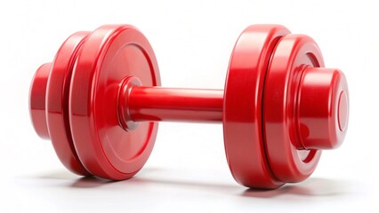 Red dumbbell for fitness isolated on white background
