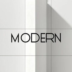 A sleek, minimalist typographic design featuring the bold, sans-serif text 'MODERN' bisected vertically, with only the edges of the letters visible, creating a sense of depth and dimensionality, set a