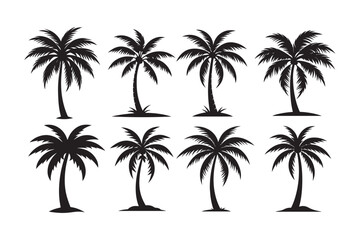 Coconut Palm Tree silhouette vector Bundle, Coconut Palm Tree silhouette 