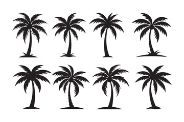Coconut Palm Tree silhouette vector Bundle, Coconut Palm Tree silhouette 