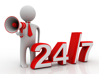 Concept: Opening hours sign. 3D rendering
