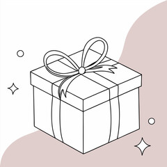 Minimalist Gift Box Illustration – Elegant Present with Ribbon & Bow
