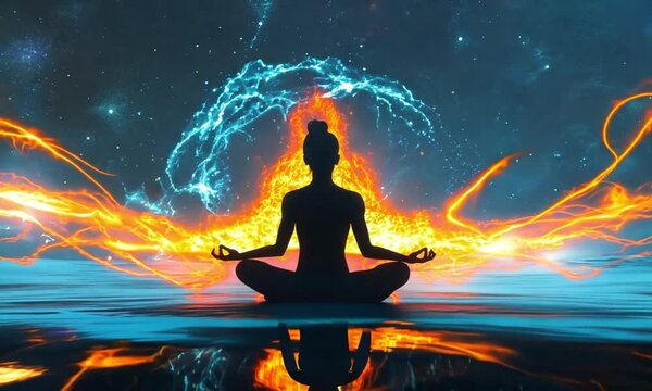 silhouette of man doing yoga