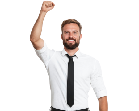 Successful Businessman Celebrates Achievement Office Environment Transparent Background Motivational Concept