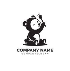 Magical bear stick silhouette 