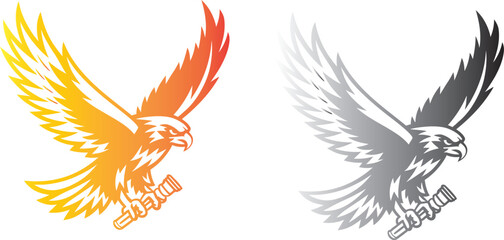 Obraz premium Hawk flying logo,yellow eagle logo,