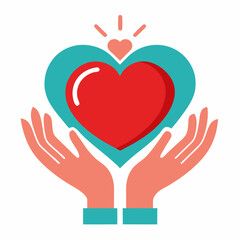 Heart in Hands vector illustration white background
