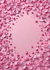 Obraz premium Minimal background with scattered pink flower petals, abstract, pastel