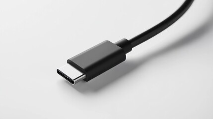 Obraz premium USB-C cable closeup, white background, technology, connection