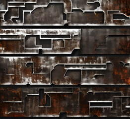Panoramic grunge rusty metal texture, rust and oxidized metal background. Old metal iron panel.generative ai