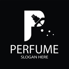 letter p perfume logo design on black background