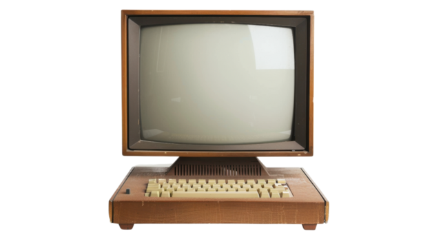 
Vintage computer on transparent background
