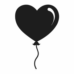 Heart Balloon black silhouette vector illustration