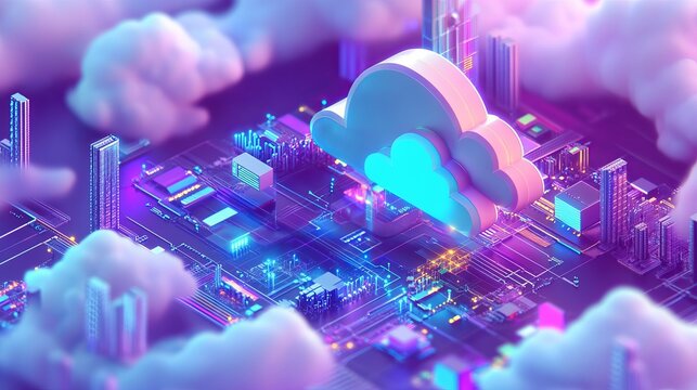 Abstract Futuristic Cloud Computing Network